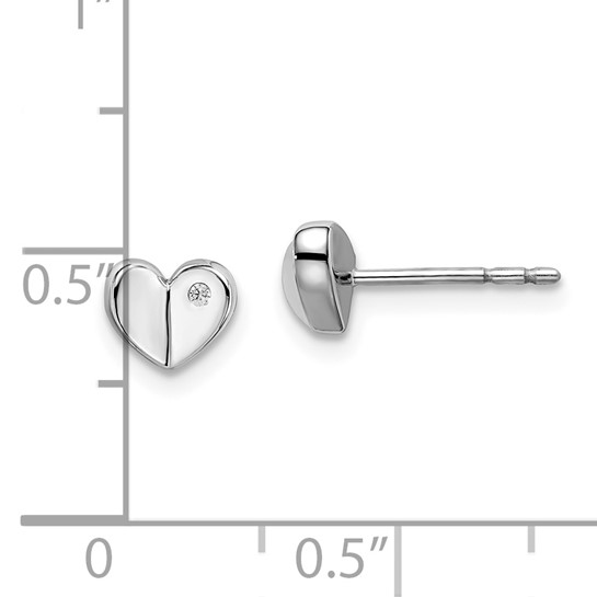heart stud earrings with ruler
