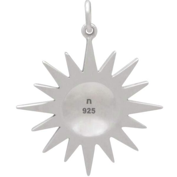 back of sterling silver sun and moon charm