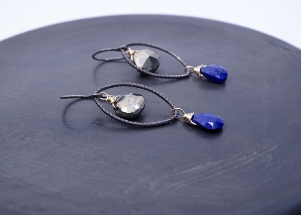 Pyrite and Lapis Lazuli handmade earrings