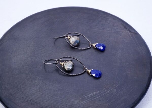 Pyrite and Lapis Lazuli handmade earrings