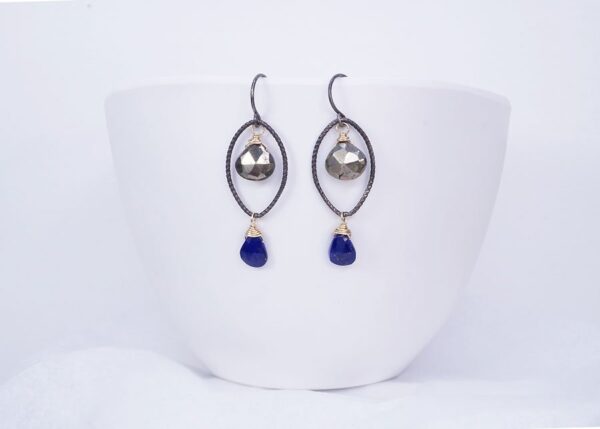 Pyrite and Lapis Lazuli handmade earrings