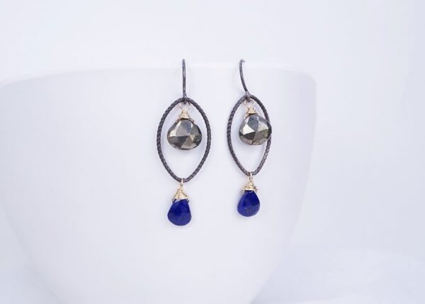 Pyrite and Lapis Lazuli handmade earrings