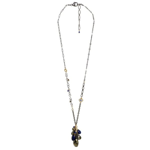 Pyrite and Lapis Lazuli cluster necklace