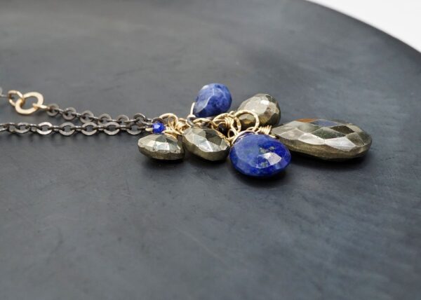 Pyrite and Lapis Lazuli cluster necklace