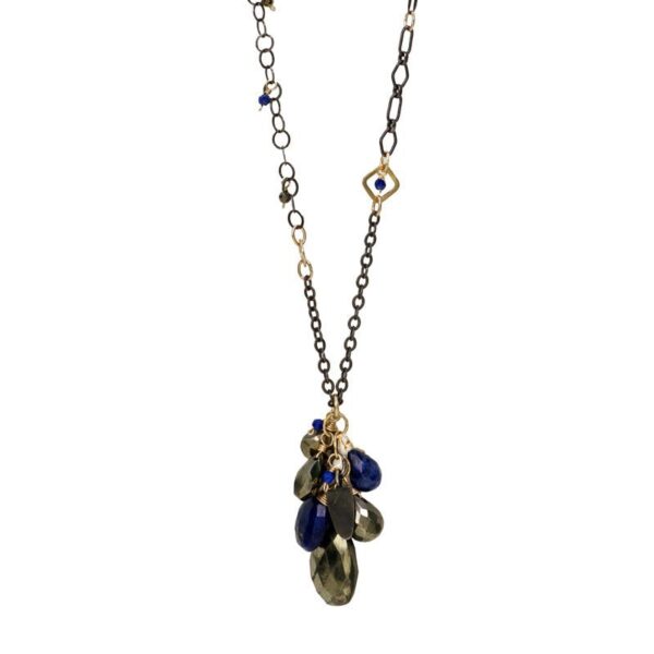 Pyrite and Lapis Lazuli cluster necklace