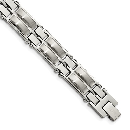 Stainless steel brushed and high polished alternating metal finish bracelet