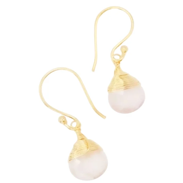 wire-wrapped rose quartz earrings