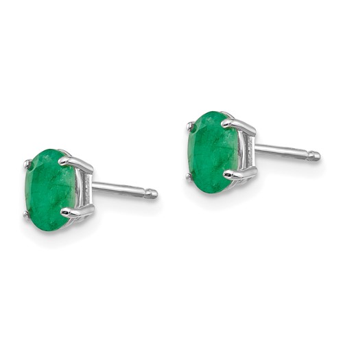 emerald and 14K white gold stud earrings