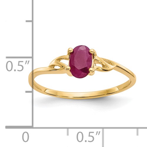 ruby and 14K yellow gold ring with ruler
