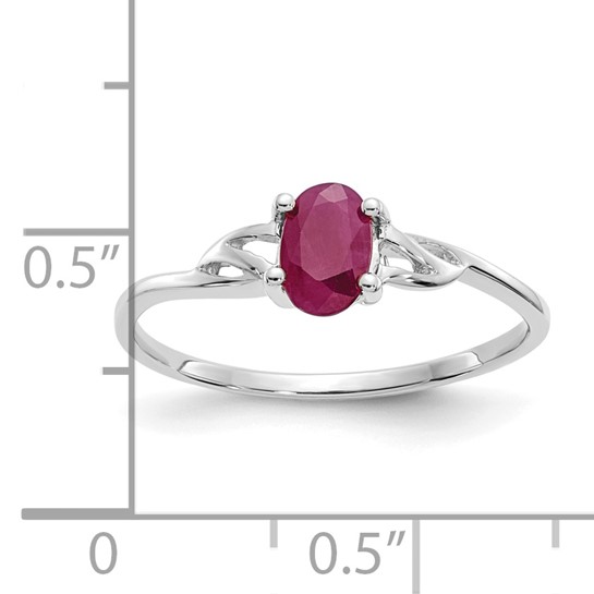 14K white gold and ruby ring with ruler