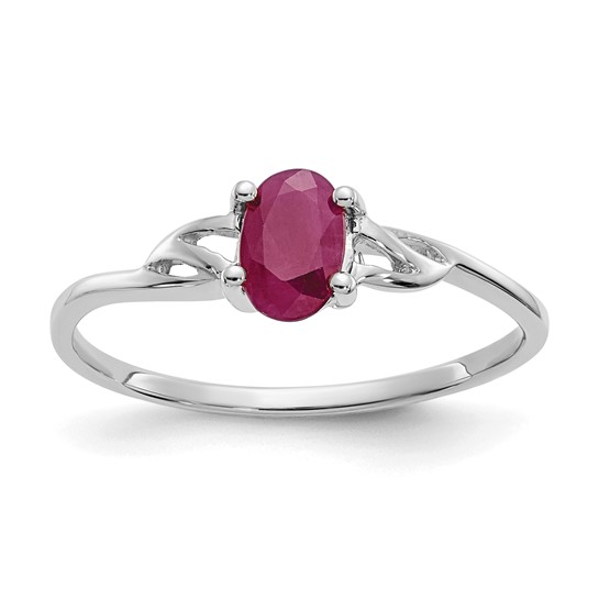14K white gold and ruby ring