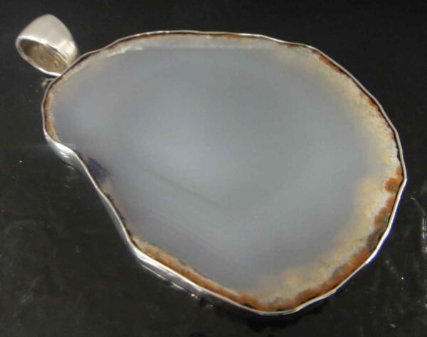 agate slice gray pendant in sterling silver