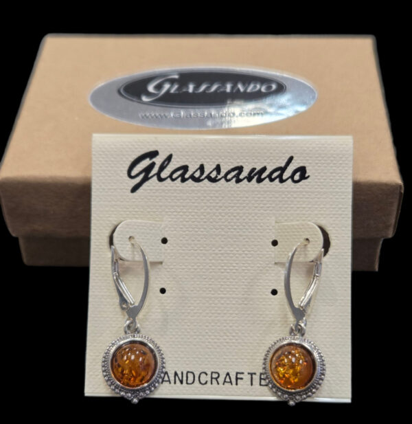 Baltic amber and sterling silver circle earrings
