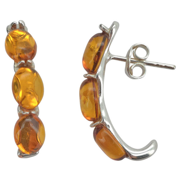 Baltic amber and sterling silver hoop earrings