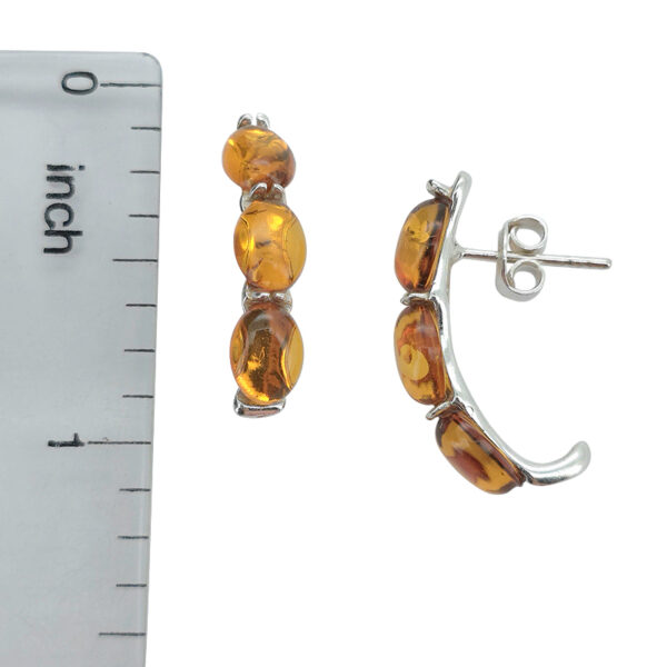 Baltic amber hoop earrings with ruler