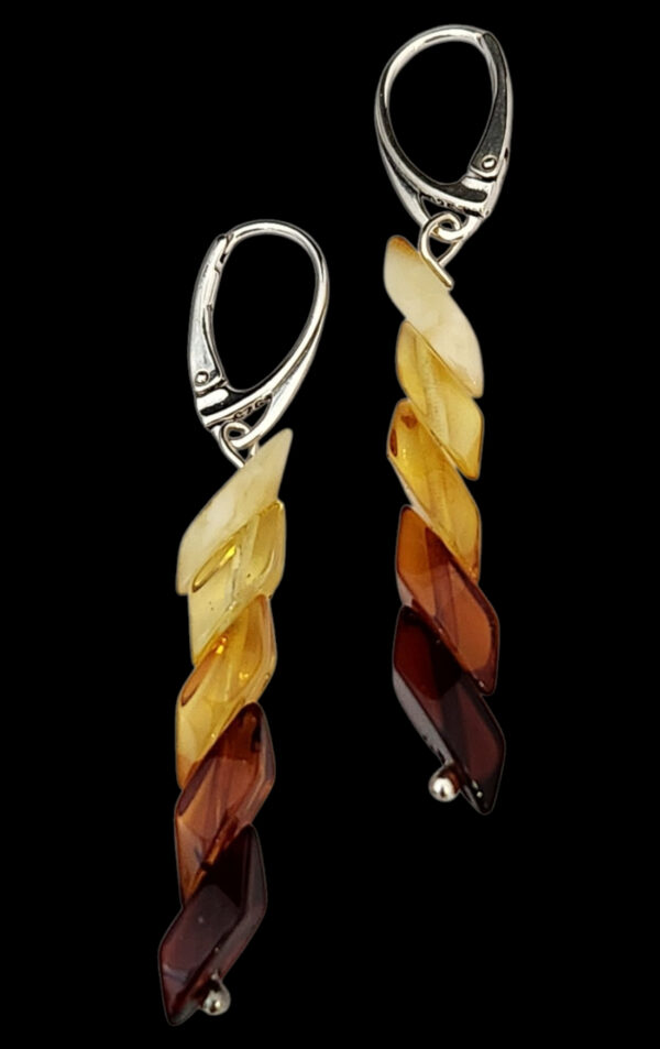 light to dark beaded Multi-color Baltic Amber earrings