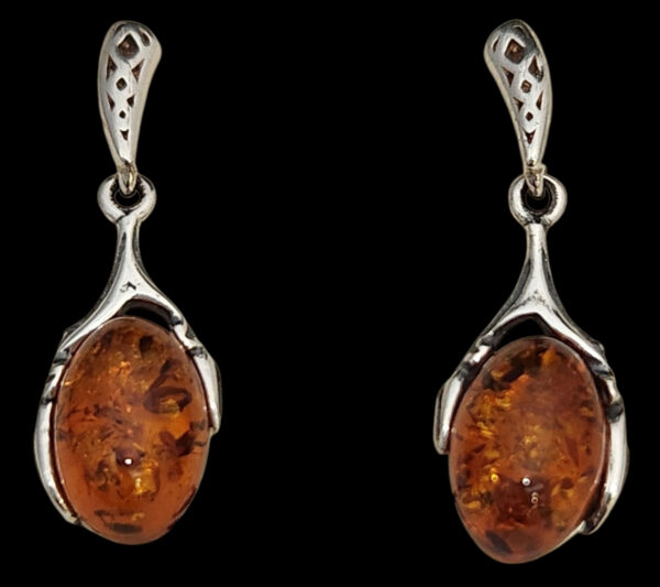 Sterling Silver and Baltic Amber post style earrings