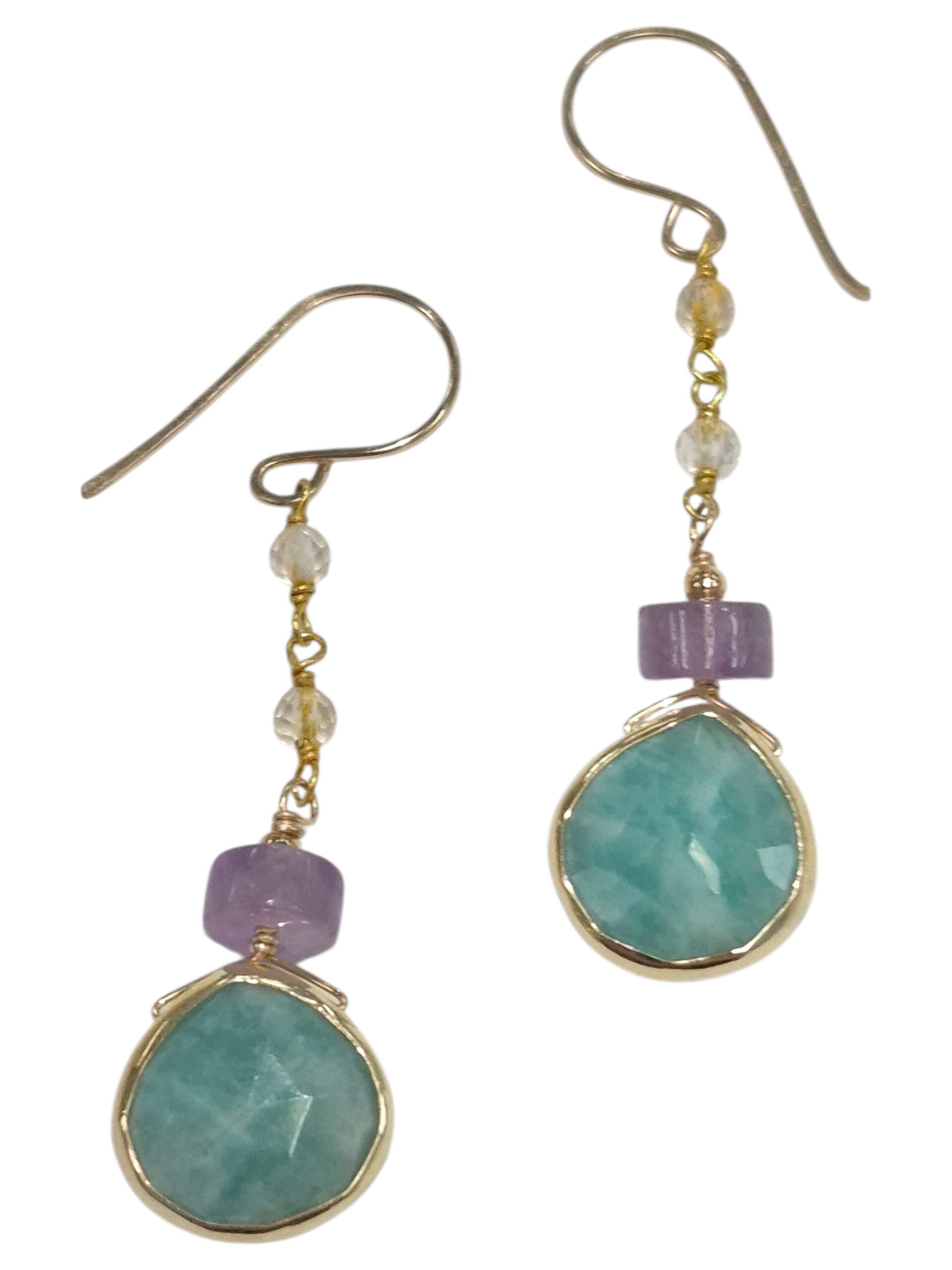 amethyst and amazonite earrings