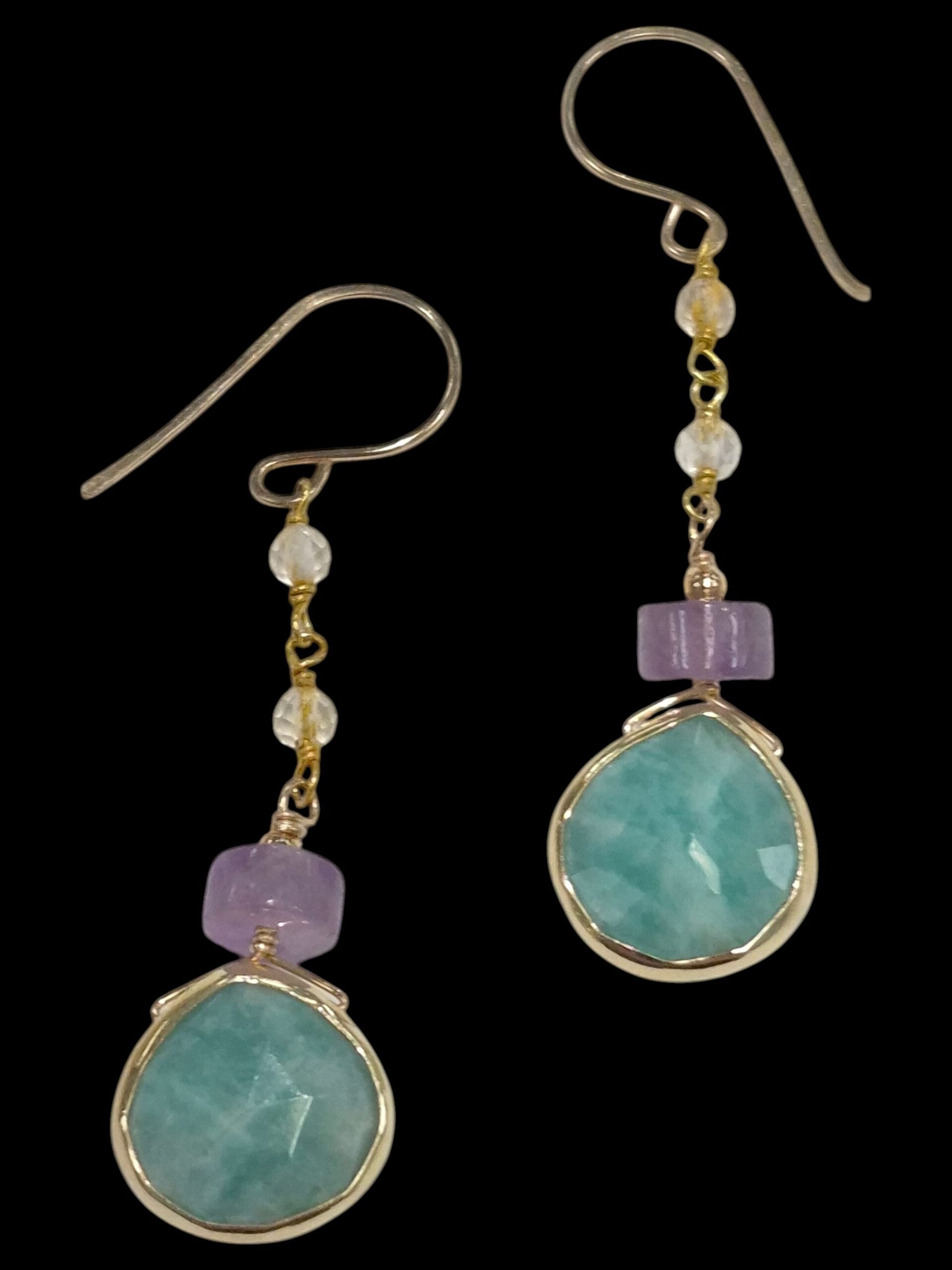 amethyst and amazonite earrings