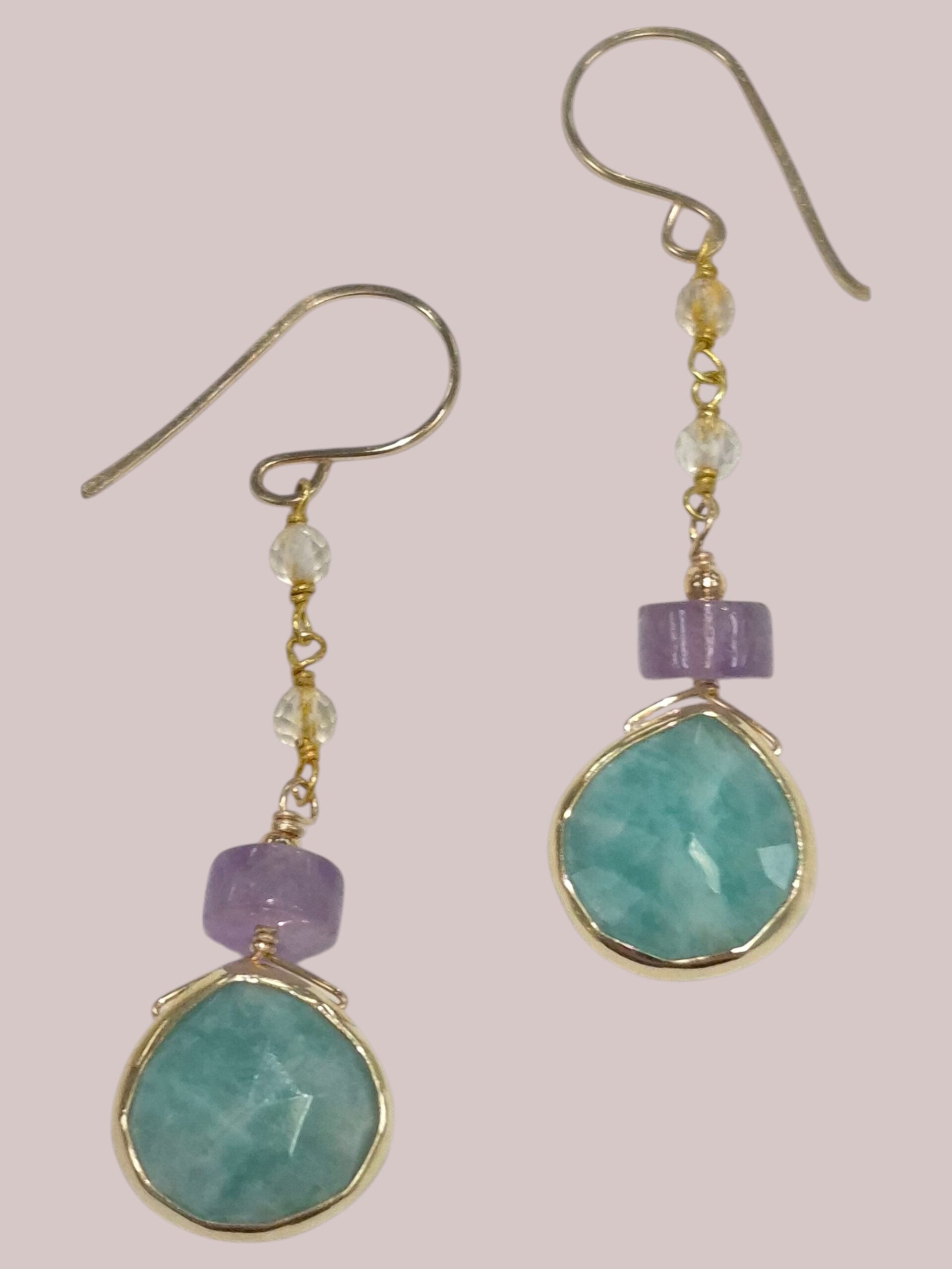amethyst and amazonite earrings