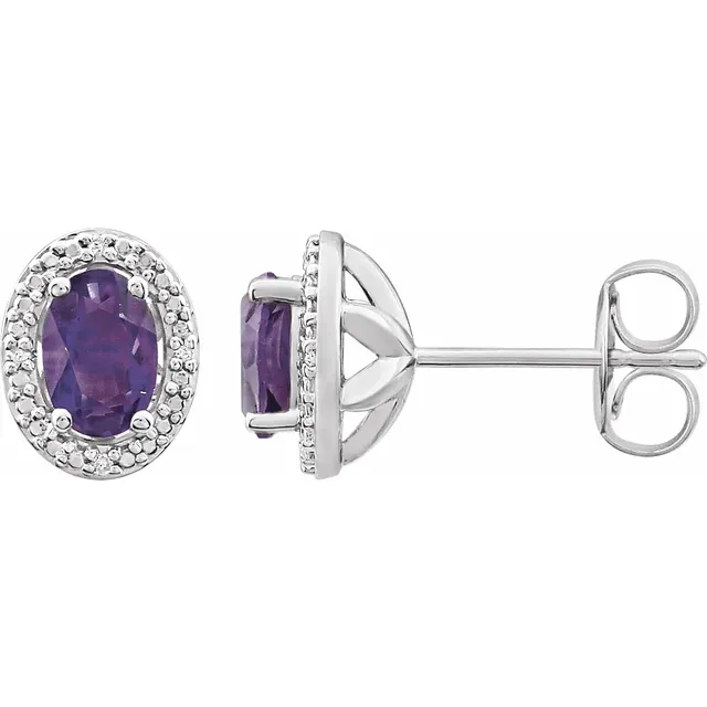 amethyst and diamond stud earrings