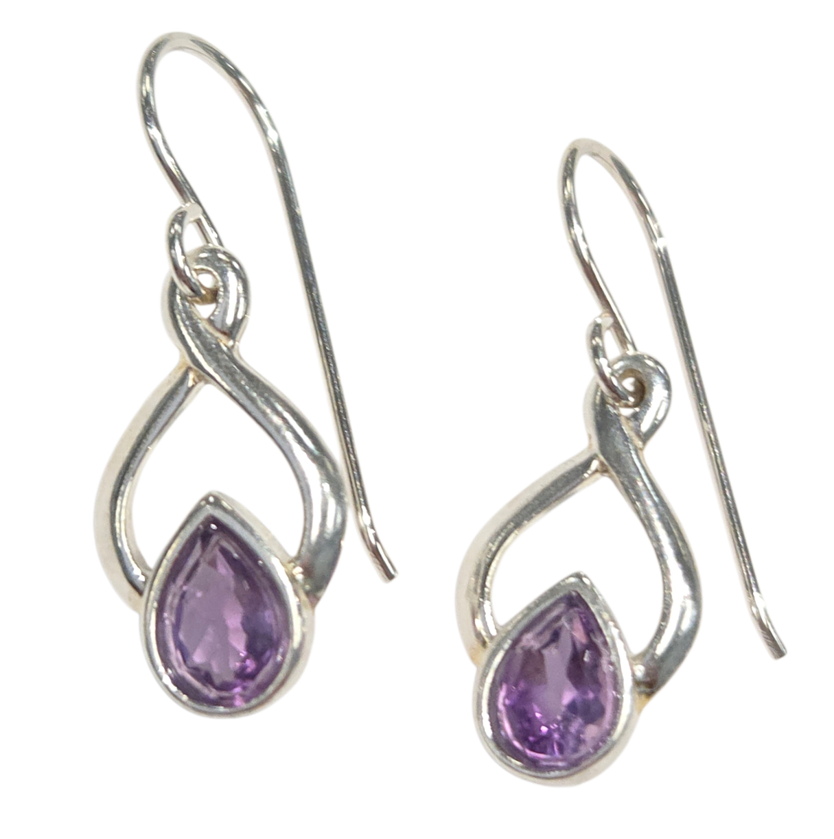 sterling silver and amethyst drop earrings