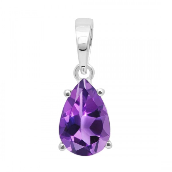 amethyst and sterling silver drop pendant