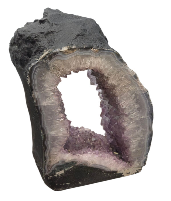 side view of amethyst geode