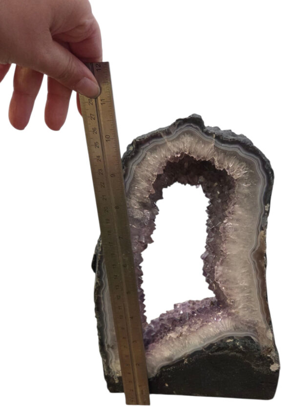 amethyst geode with ruler