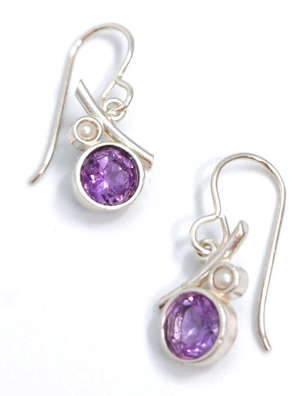 Amethyst, Pearl, and sterling silver earrings by Sonoma Artworks