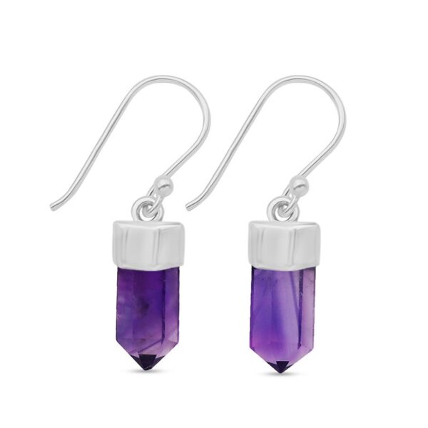 purple amethyst crystal and sterling silver point earrings