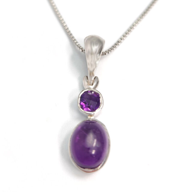 amethyst two stone pendant on chain