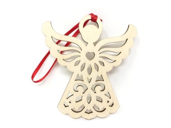 Wooden angel Christmas ornament
