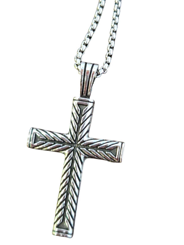 unisex stainless steel antiqued cross necklace