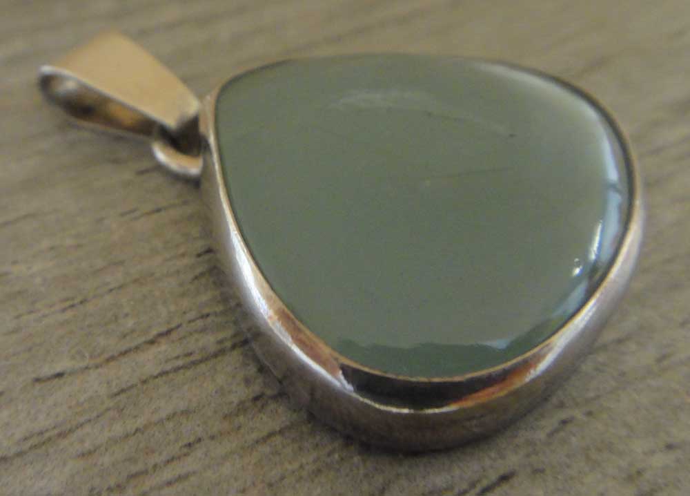 Aquamarine and sterling silver pendant handmade by Dale Repp in Lone Tree, Iowa