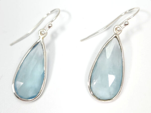 faceted aquamarine and sterling silver gemstone earrings
