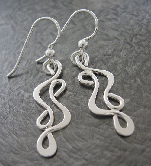 Aria earrings in sterling silver by silversmith Ted Walker