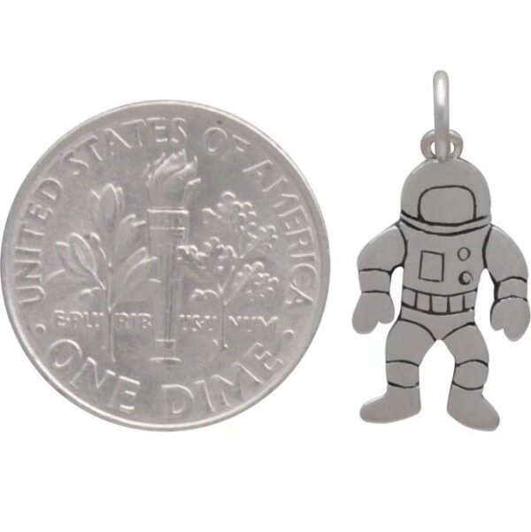 sterling silver astronaut charm with dime for scale