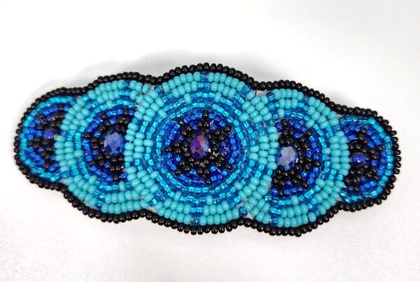 Beaded barrette in shades of blue