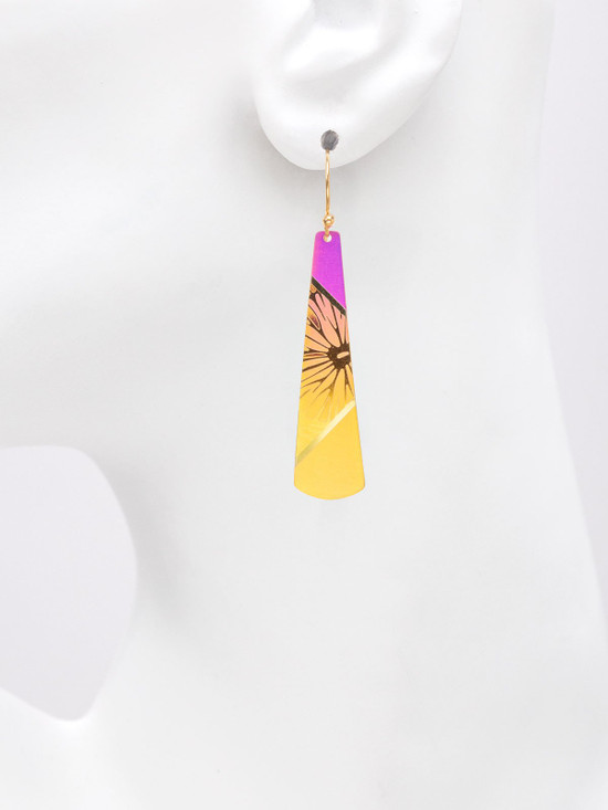 pink, orange, and yellow long drop earrings by Holly Yashi