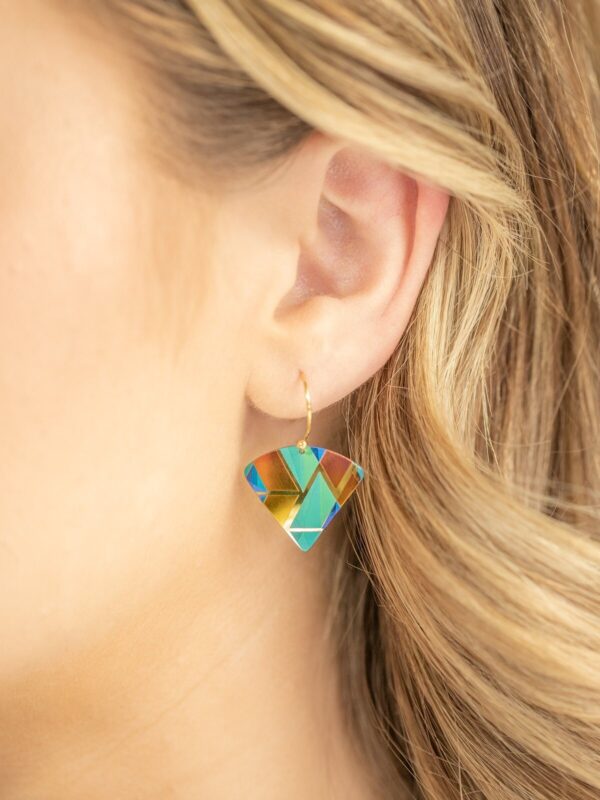 Holly Yashi geometric earrings on model