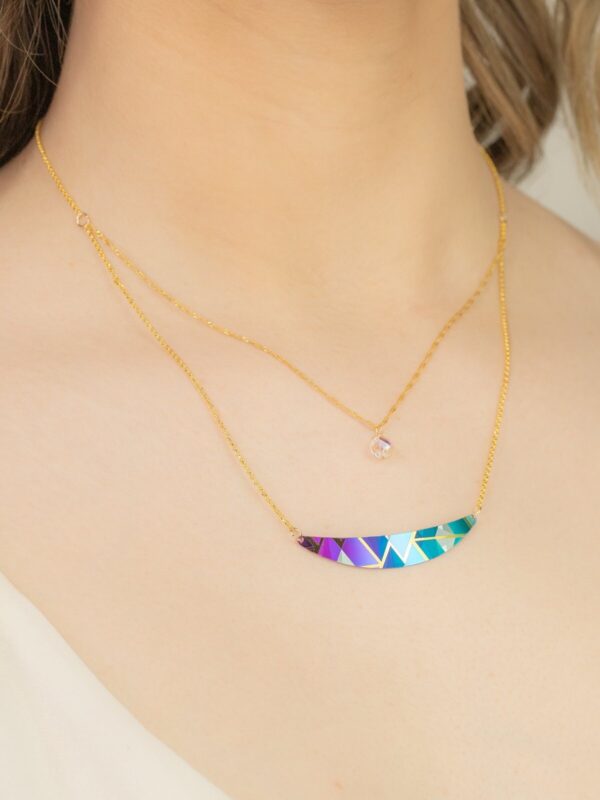 layered niobium and crystal necklace from Holly Yashi on model