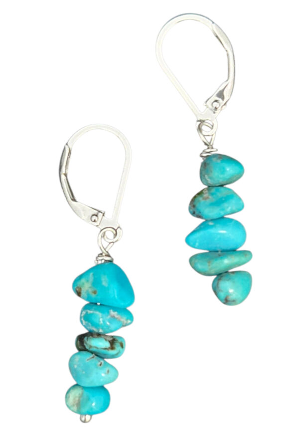 Beaded turquoise earrings with sterling silver leverback ear-wires