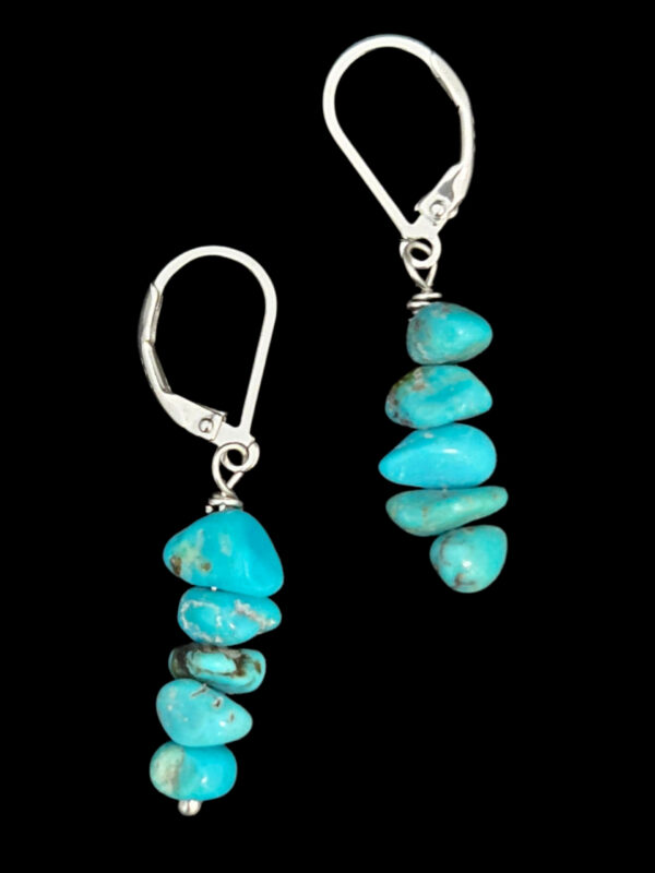 Beaded turquoise earrings with sterling silver leverback ear-wires