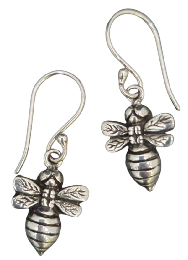 sterling silver honey bee earrings by jewelry designer Anna King