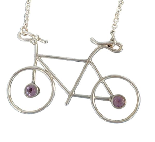 amethyst bike necklace