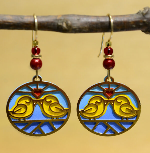 yellow birds with red heart Sienna Sky dangle earrings