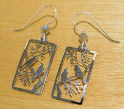 Sienna Sky silvertone birds on branch earrings