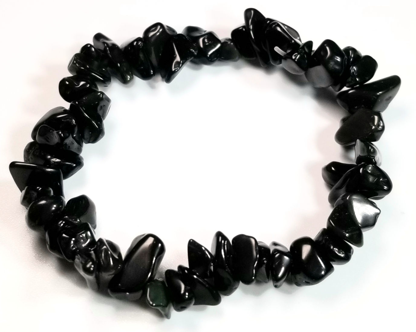 black agate gemstone chip stretch bracelet