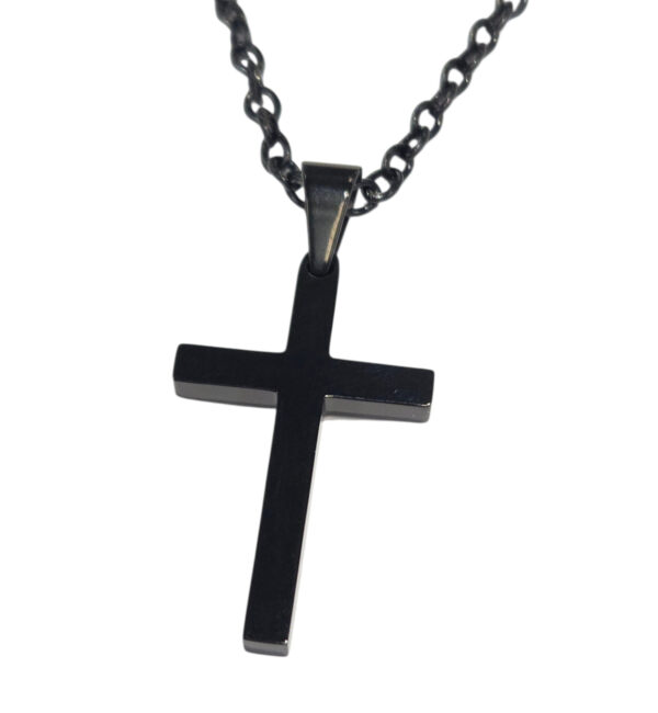 unisex black stainless steel cross necklace